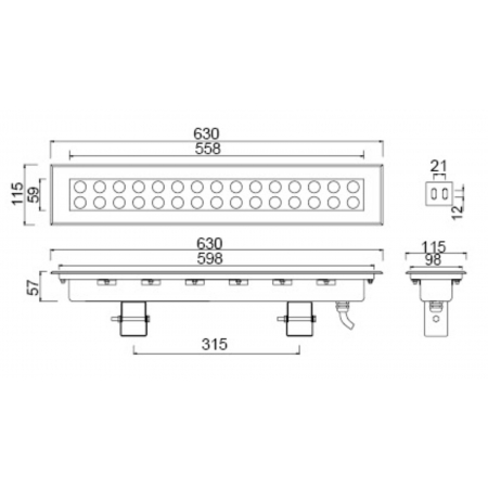 Reflektor liniowy  PXYH- XT003 18 / 24 / 48 Watt dowolny kolor+ RGB IP68 stal nierdz.